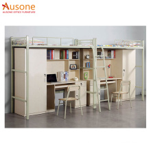 School furniture dormitory bed with study table